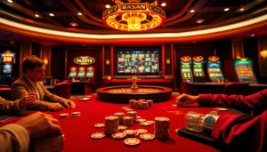 Engaged players at MK8 poker table, immersed in high-stakes gambling.