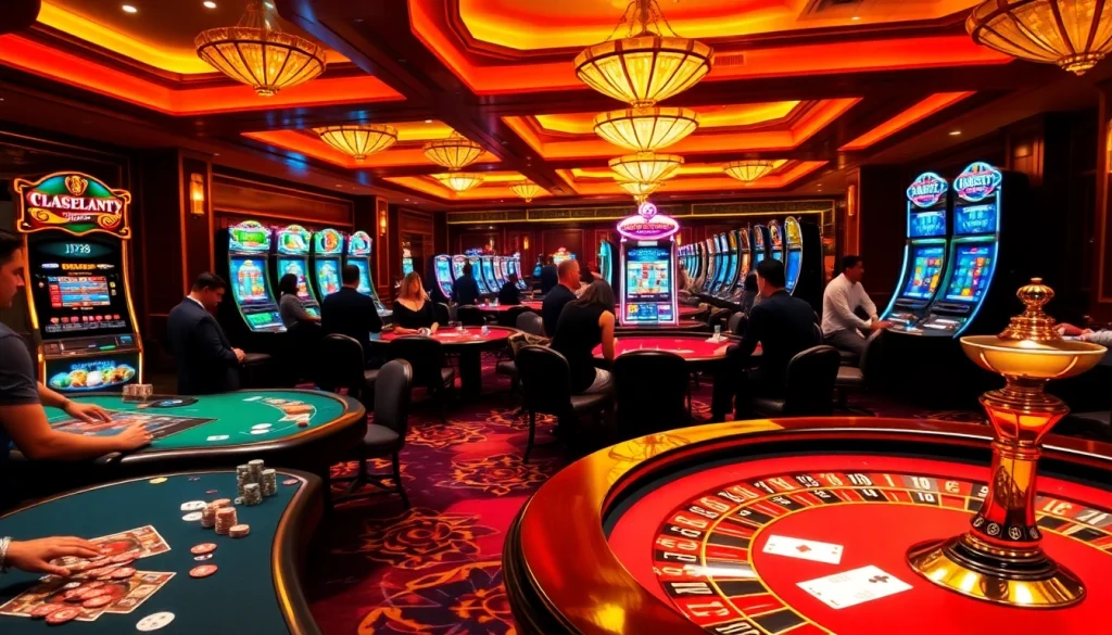 Experience the excitement of BJ38 with vibrant gaming tables and enticing slot machines.