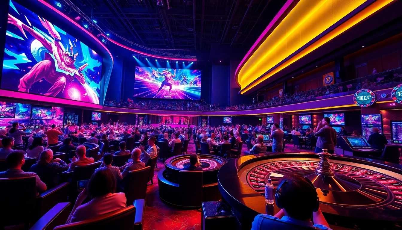 Experience the excitement of Trực tiếp Esport with a dynamic live gambling scene featuring colorful betting interfaces.