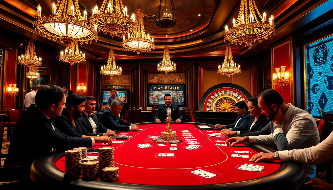 Exciting poker scene at nhà cái vmax with luxurious environment and professional players.