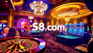 Players enjoying thrilling casino games at S8.com with vibrant roulette and slot action.