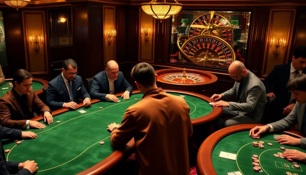 Playful participants showcase Essentials Tracksuit while engaging at a lively casino table.