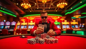 Exciting casino atmosphere with s88 chips and cards at a luxurious poker table.