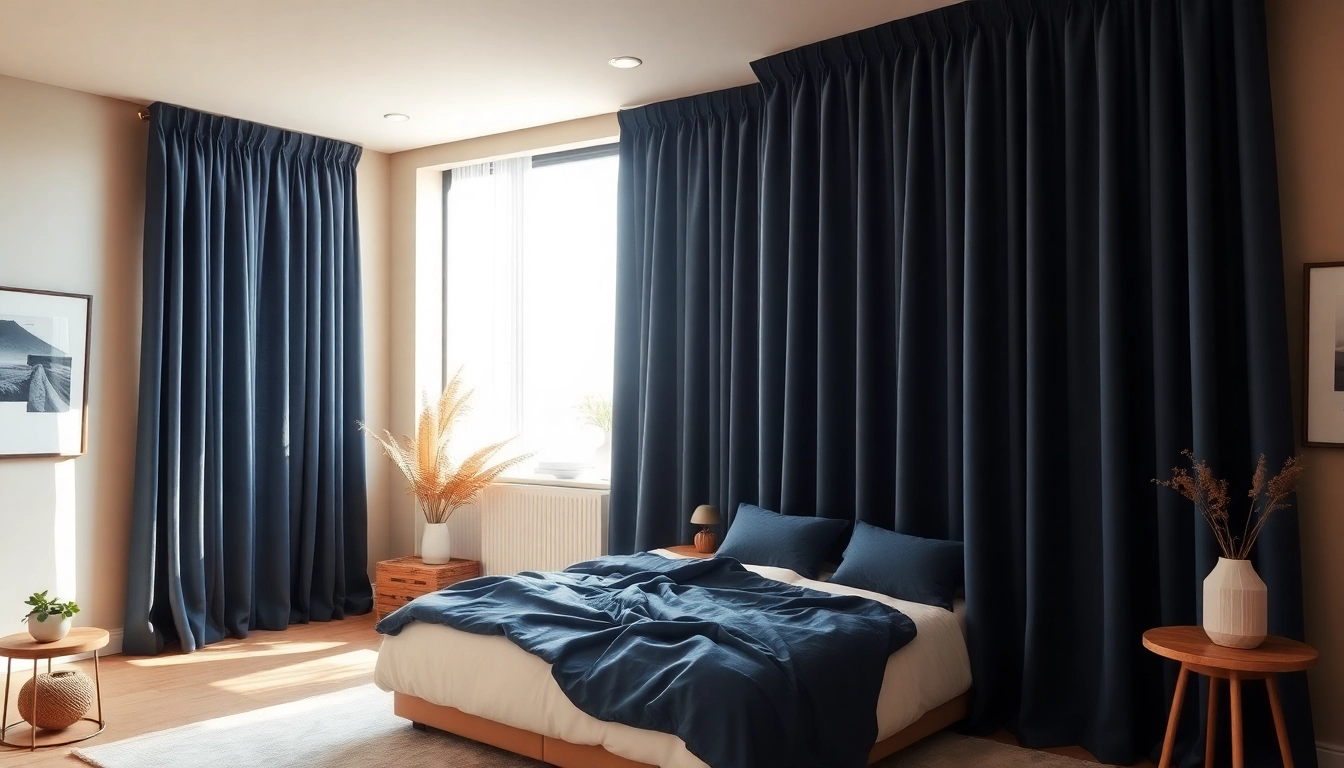 Bekijk verduisterende gordijnen in een stijlvolle slaapkamer met privacy en comfort.