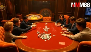 Experience high-stakes poker action at MM88's luxurious casino tables.