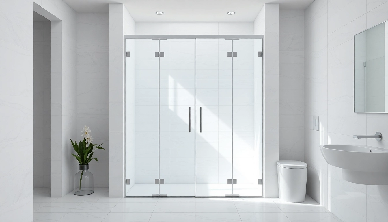 Showcase of stunning sunney shower doors in a modern bathroom, highlighting elegance and style.
