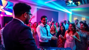Wedding DJ creating an energetic atmosphere at a vibrant Sydney wedding reception.