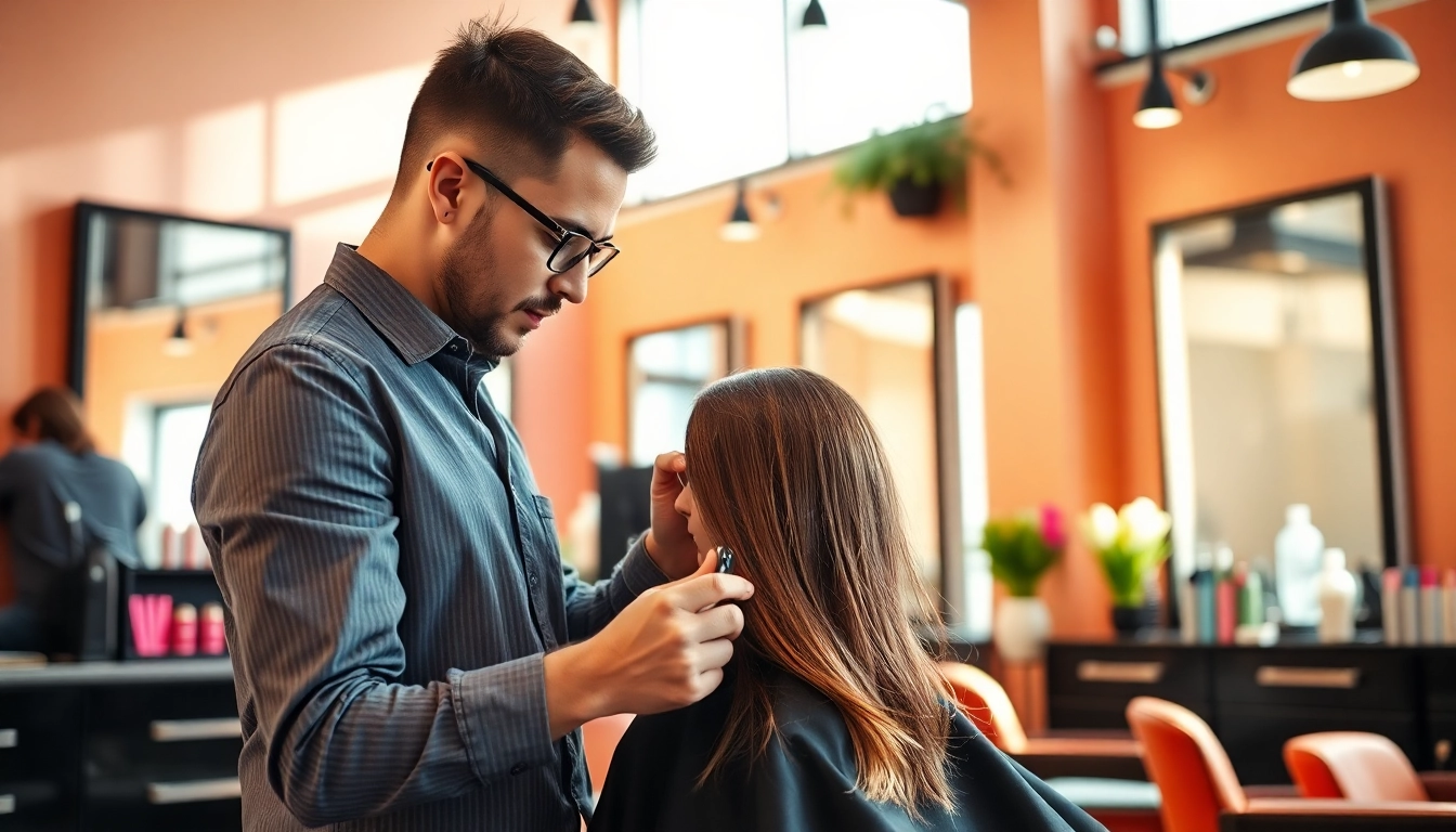 Stylish tunsoare bucuresti demonstrating expert hairstyling techniques in an upscale salon