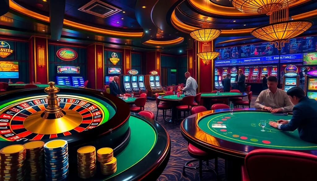 Players strategizing at poker and roulette tables in a glamorous casino, highlighting the hidden wiki.