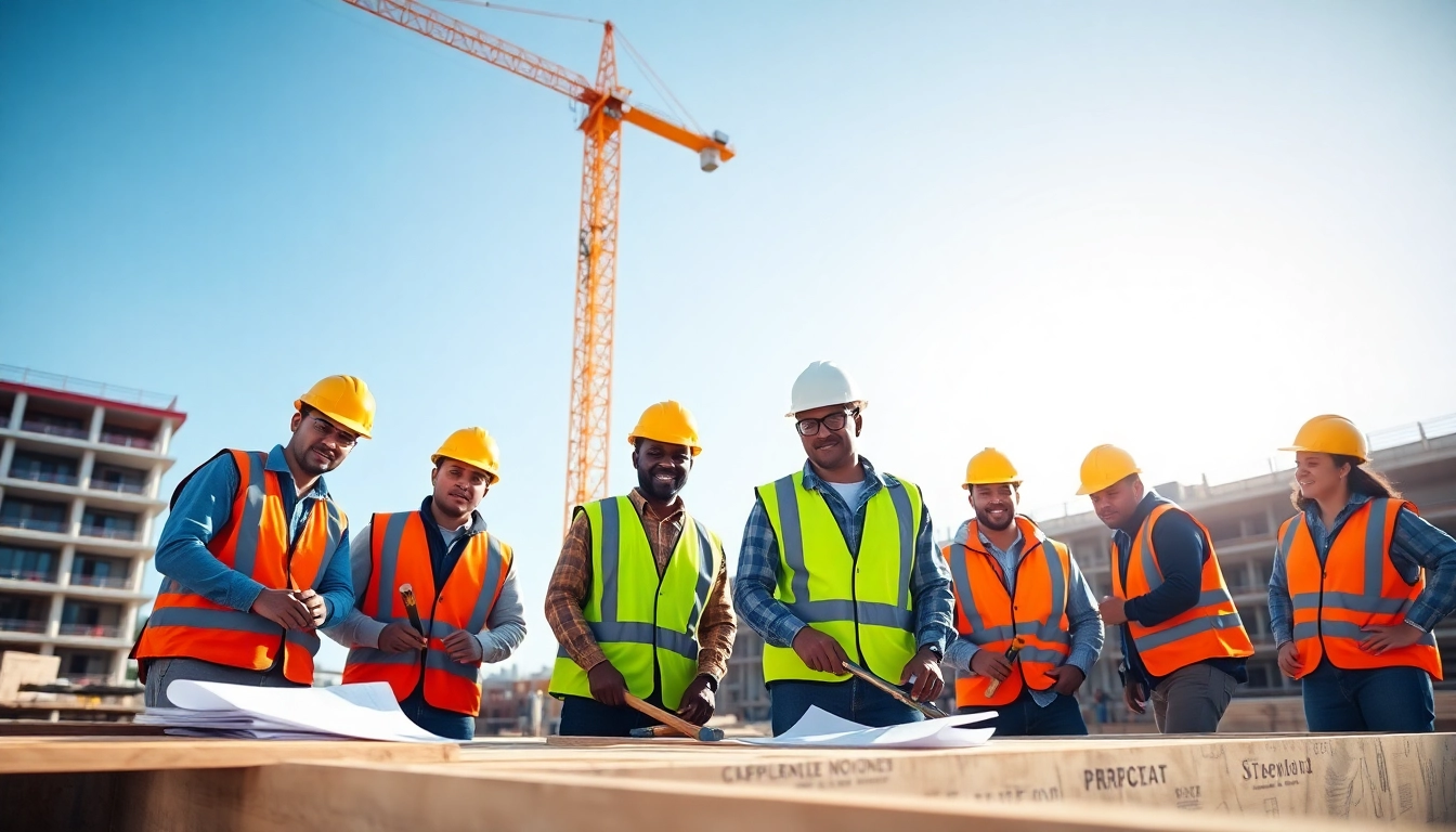Construction apprenticeships in the Carolinas with diverse individuals collaborating at a construction site.