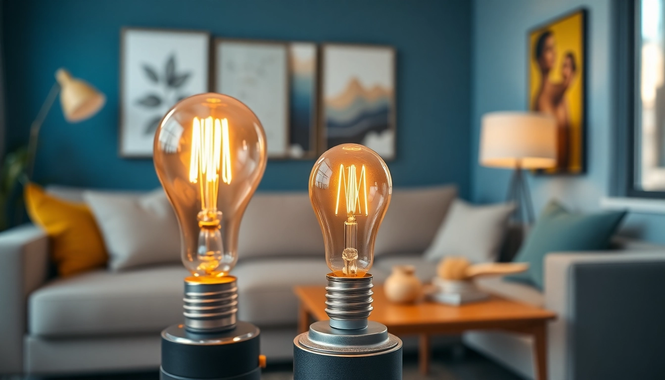 Enhance your space with the warm glow of a 19 bulb, featuring an elegant design in a cozy living room.