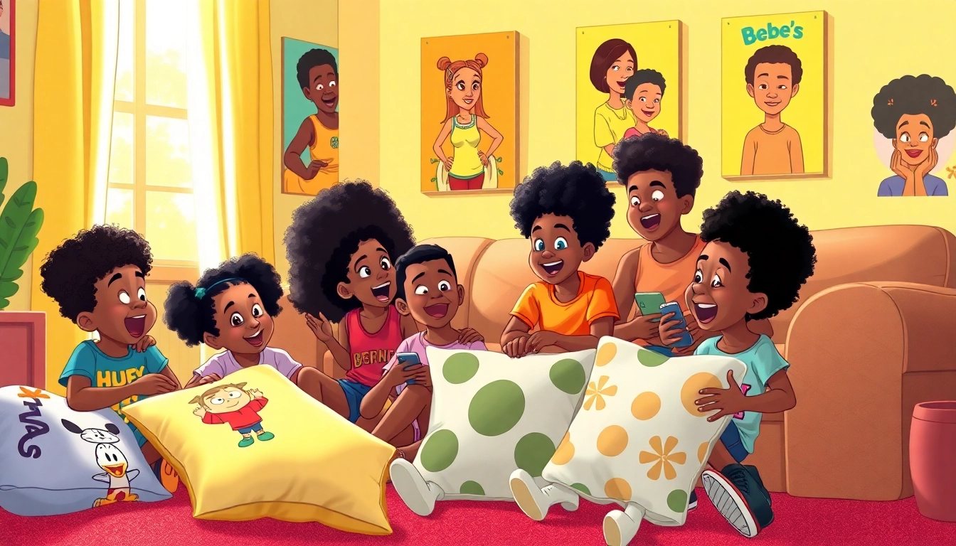 Children enjoying African American cartoons together, showcasing joy and diversity