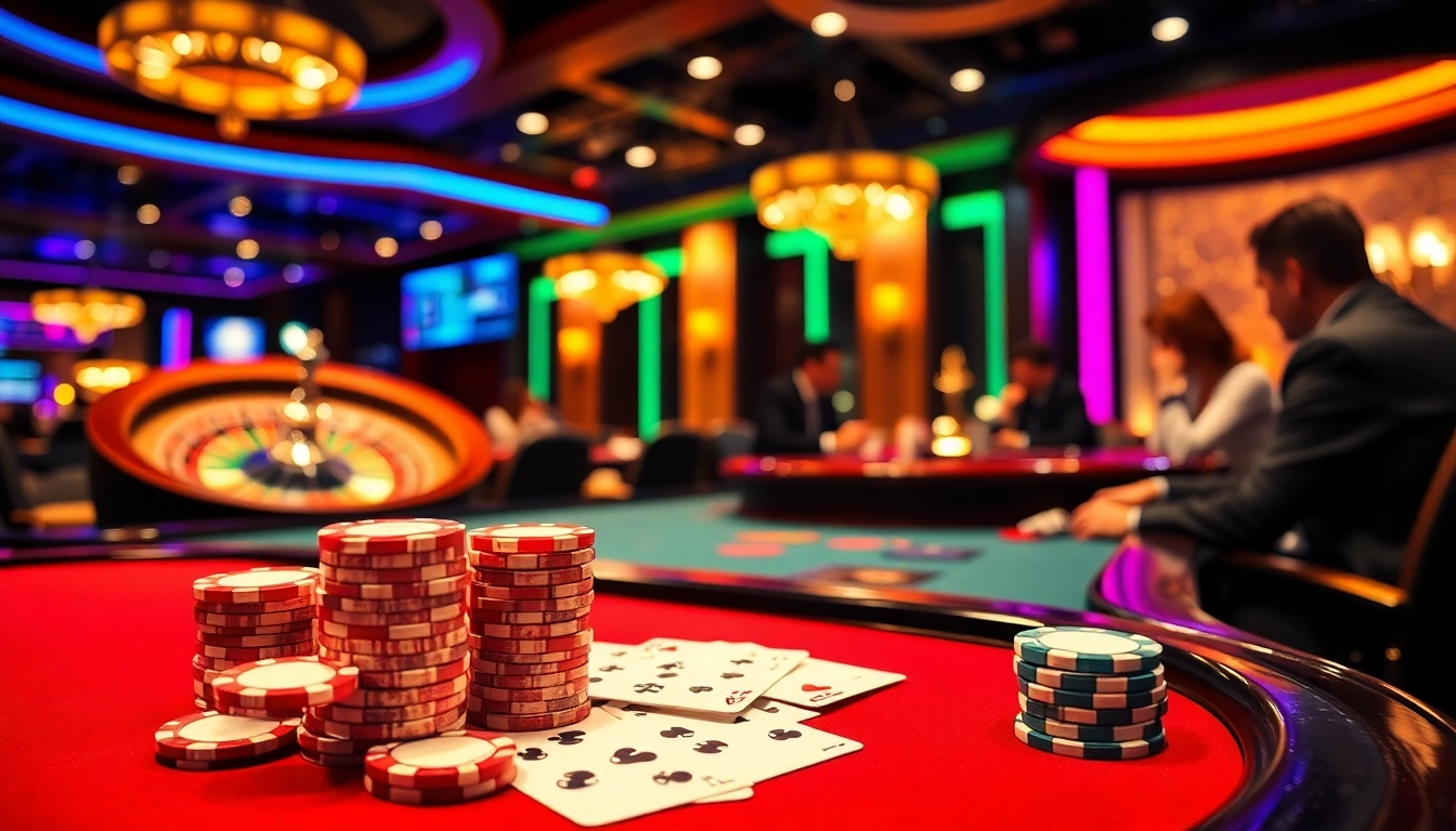 KJ C players engaged at a luxurious poker table, showcasing chips and cards.