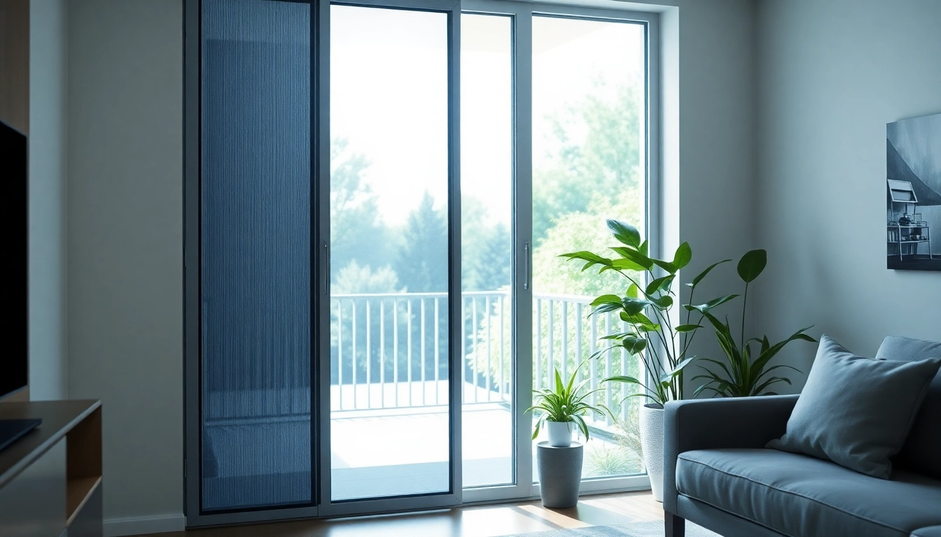 Moskitiery na drzwi balkonowe, elegancko zainstalowane w nowoczesnym wnętrzu dla komfortu użytkowania.