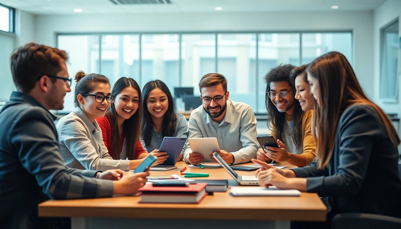 Engaging study group discussing alternatives to traditional exam prep in a bright classroom setting.