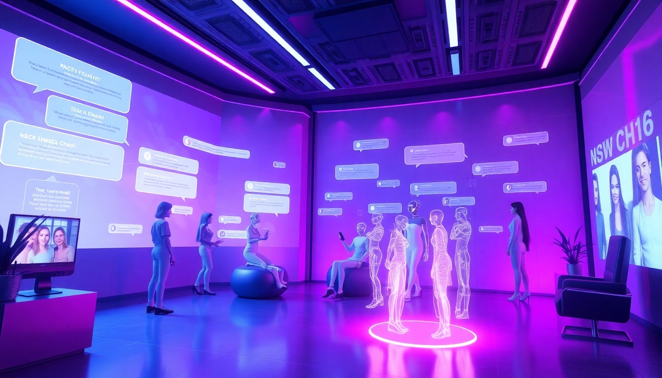 Experience the allure of NSFW AI chat with diverse characters in a futuristic virtual environment.