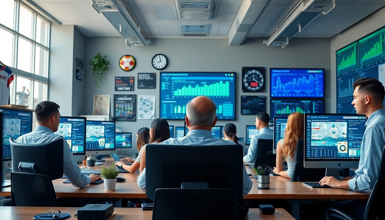 Professional sports betting verification process at 슈어맨, showcasing diverse team reviewing data